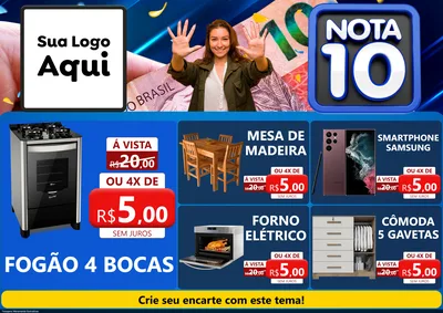 Modelo de Encarte para Encarte A4 Horizontal com o tema Nota 10 para Móveis e Eletro