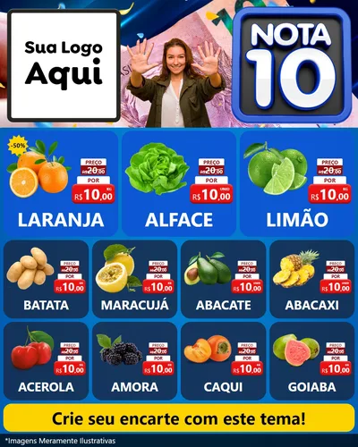 Modelo de Rede Social para Feed Instagram com o tema Nota 10 para Hortifrúti