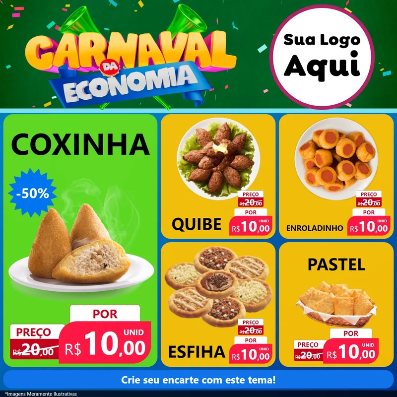 Modelo de Rede Social para Feed Facebook com o tema Carnaval da Economia para Salgadaria