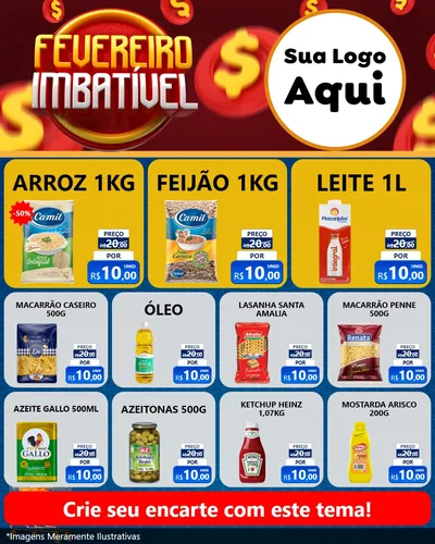 Modelo de Rede Social para Feed Instagram com o tema Fevereiro Imbatível para Supermercado