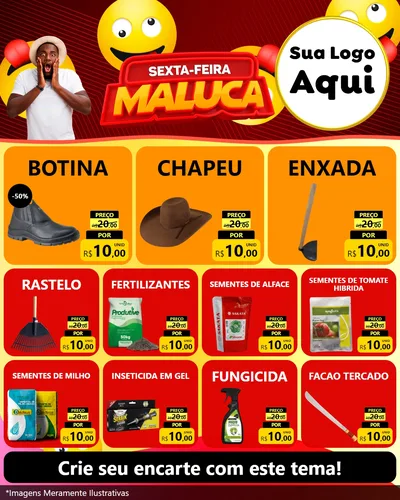 Modelo de Rede Social para Feed Instagram com o tema Sexta-feira Maluca para Agropecuária