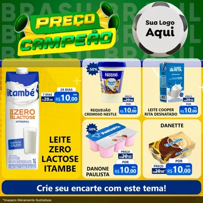 Modelo de Rede Social para Feed Facebook com o tema Preço Campeão - Copa para Frios e Laticínios