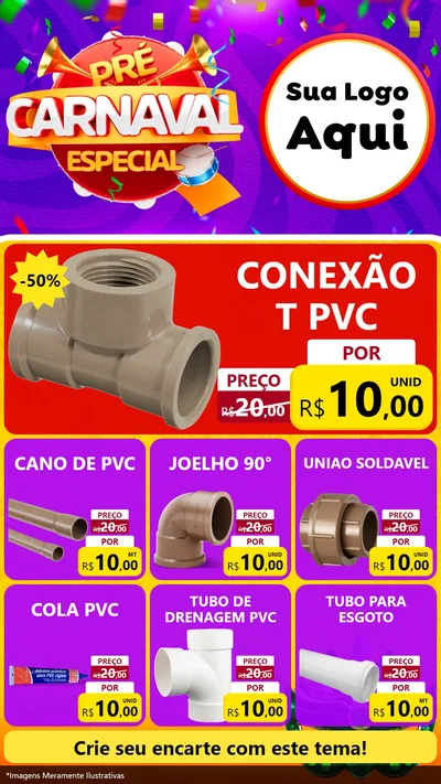 Modelo de Rede Social para Stories com o tema Pré-Carnaval Especial para Tubos e conexões