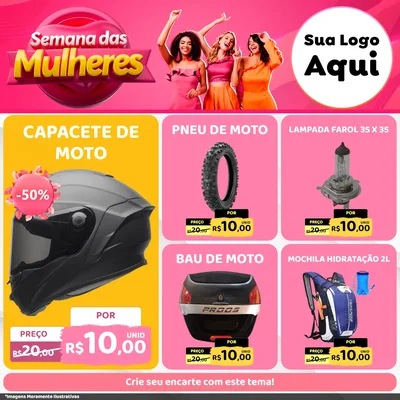 Modelo de Rede Social para Feed Facebook com o tema Semana das Mulheres para Moto peças