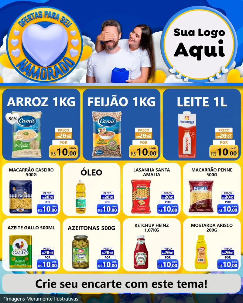 Modelo de Rede Social para Feed Instagram com o tema Ofertas Para Seu Namorado para Supermercado