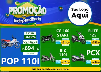 Modelo de Encarte para Encarte A4 Horizontal com o tema Promoção da Independência para Concessionaria de Motos