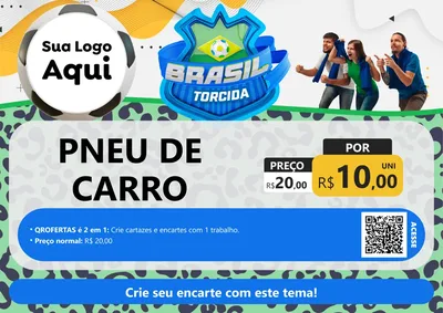 Modelo de Cartaz para Cartaz A4 Horizontal com o tema Brasil Torcida - Copa para Auto peças