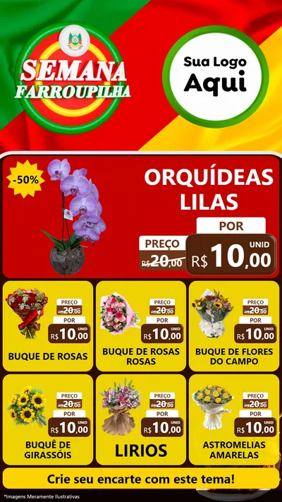 Modelo de Rede Social para Stories com o tema Semana Farroupilha para Floricultura e jardim