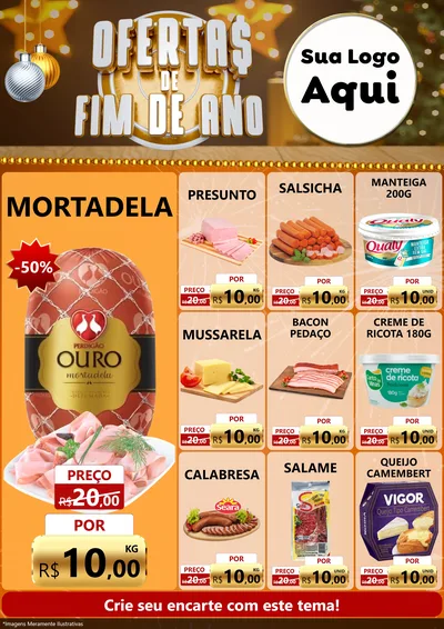 Modelo de Encarte para Encarte A4 Vertical com o tema Ofertas de Fim de Ano para Frios e Laticínios