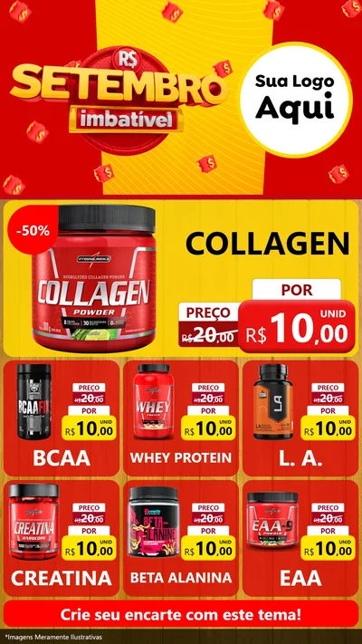 Modelo de Rede Social para Stories com o tema Setembro Imbatível para Suplementos alimentares