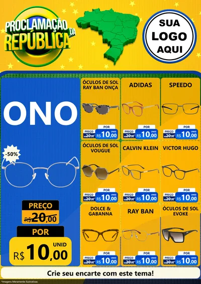 Modelo de Encarte para Encarte A4 Vertical com o tema Proclamação da República para Óticas