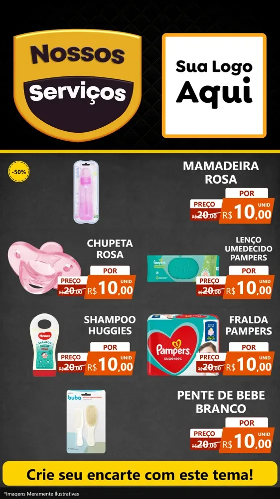 Modelo de TV para TV Vertical com o tema Nossos Serviços para Bebês