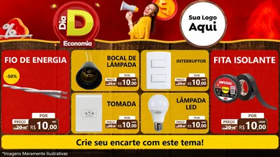 Modelo de TV para TV Horizontal com o tema Dia D Economia para Materiais Elétricos