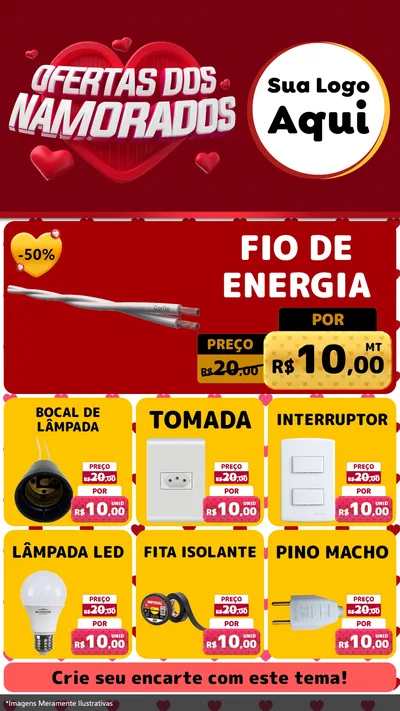 Modelo de Rede Social para Stories com o tema Ofertas Dos Namorados para Materiais Elétricos