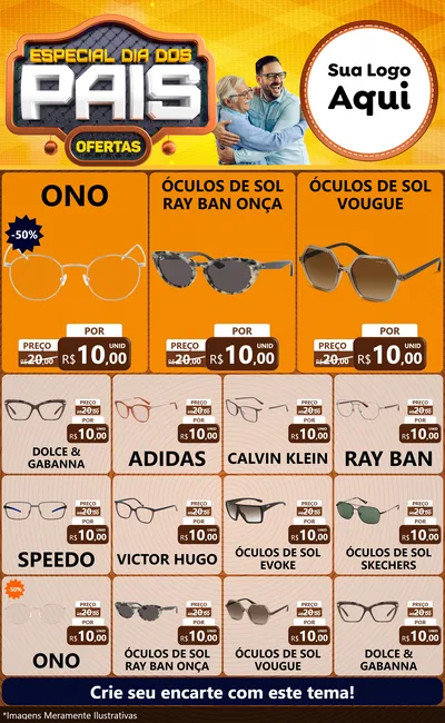Modelo de Encarte para Encarte Grande com o tema Especial Dia dos Pais para Óticas
