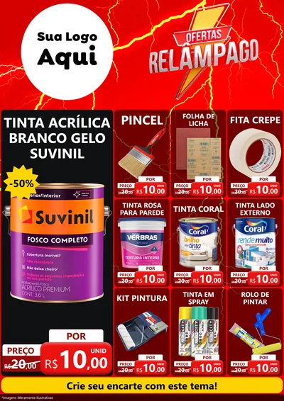 Modelo de Encarte para Encarte A4 Vertical com o tema Ofertas Relâmpago para Tintas e Ferramentas