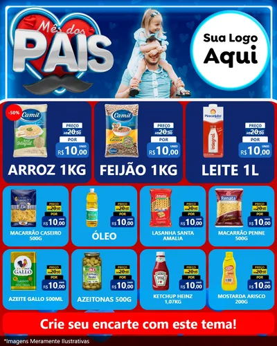 Modelo de Rede Social para Feed Instagram com o tema Mês Dos Pais para Supermercado