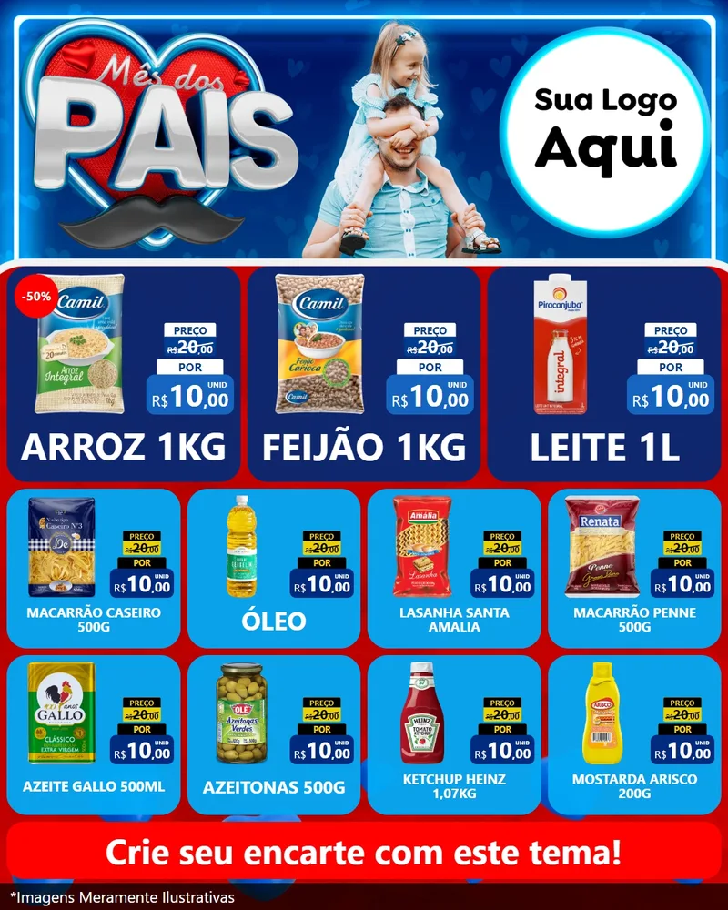 Modelo de Rede Social para Feed Instagram com o tema Mês Dos Pais para Supermercado