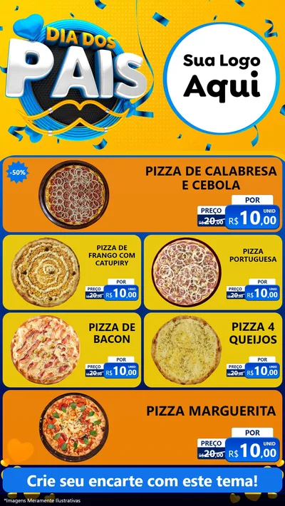 Modelo de TV para TV Vertical com o tema Dia dos Pais para Pizzaria