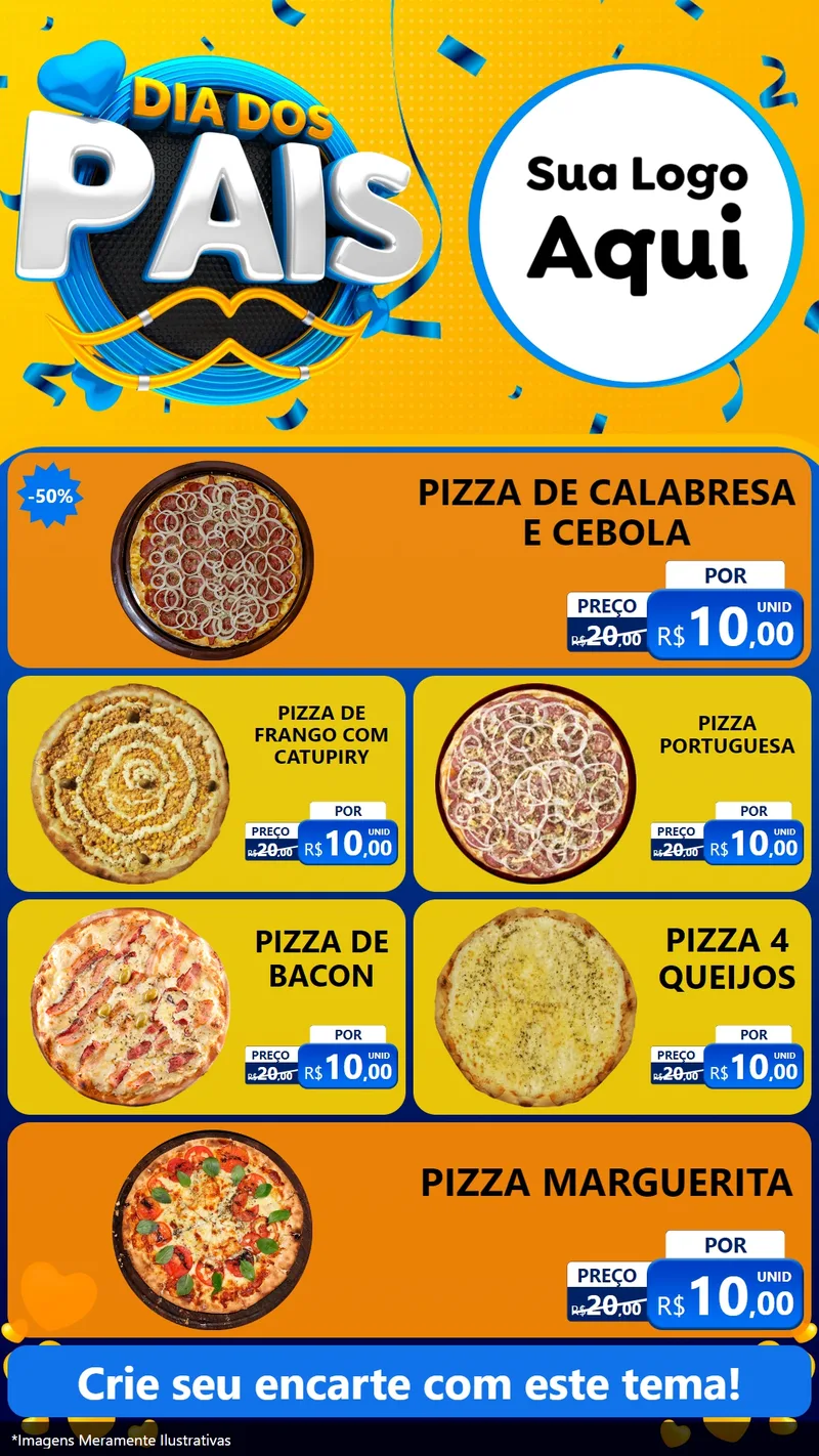 Modelo de TV para TV Vertical com o tema Dia dos Pais para Pizzaria