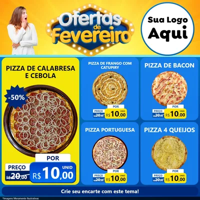 Modelo de Rede Social para Feed Facebook com o tema Ofertas de Fevereiro para Pizzaria