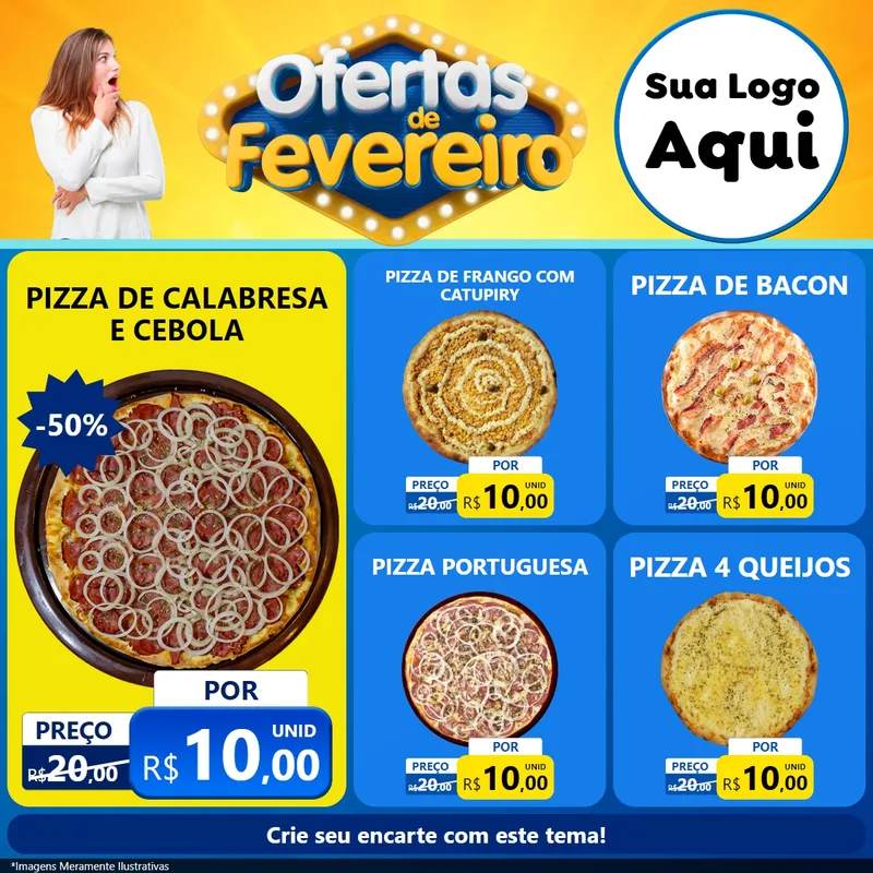 Modelo de Rede Social para Feed Facebook com o tema Ofertas de Fevereiro para Pizzaria