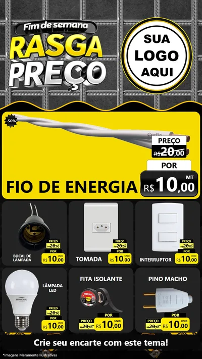 Modelo de Rede Social para Stories com o tema Fim de Semana Rasga Preço para Materiais Elétricos