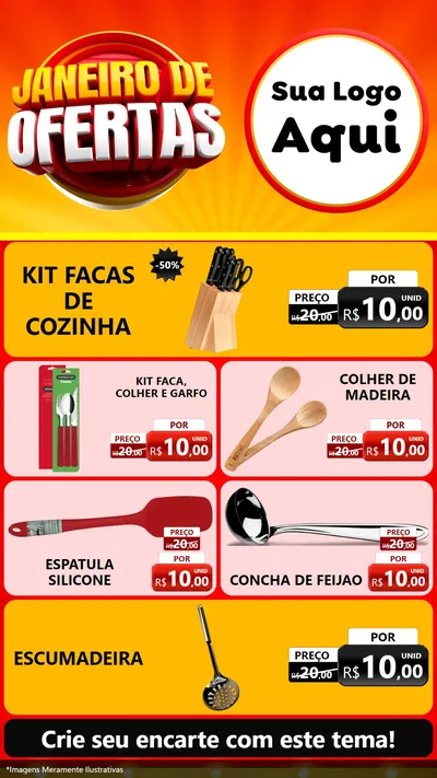 Modelo de TV para TV Vertical com o tema Janeiro de Ofertas para Utilidades Domésticas