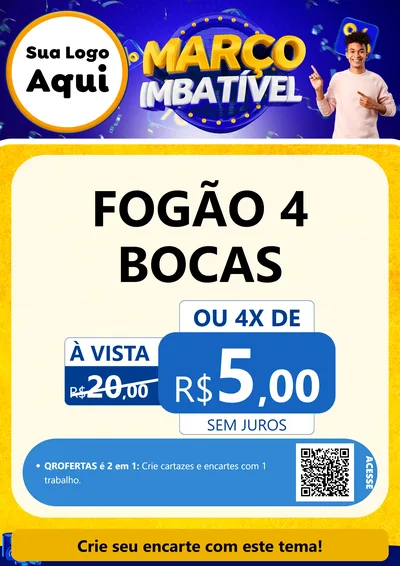 Modelo de Cartaz para Cartaz A4 Vertical com o tema Março Imbatível para Móveis e Eletro