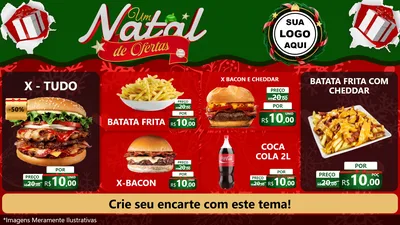 Modelo de TV para TV Horizontal com o tema Um Natal de Ofertas para Hamburgueria