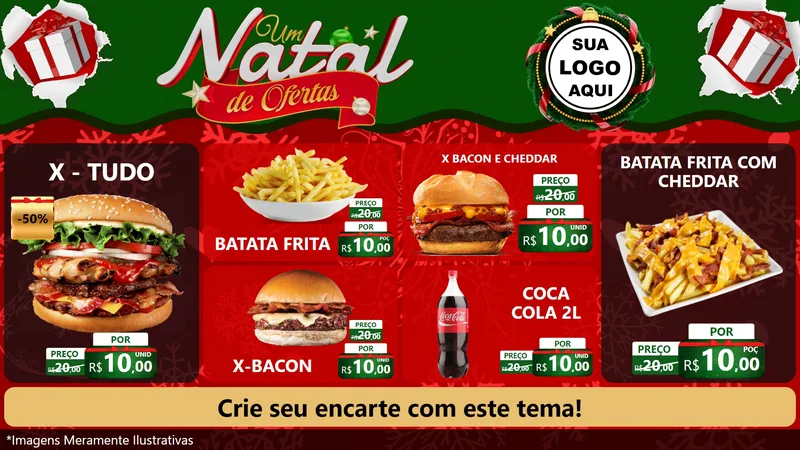 Modelo de TV para TV Horizontal com o tema Um Natal de Ofertas para Hamburgueria