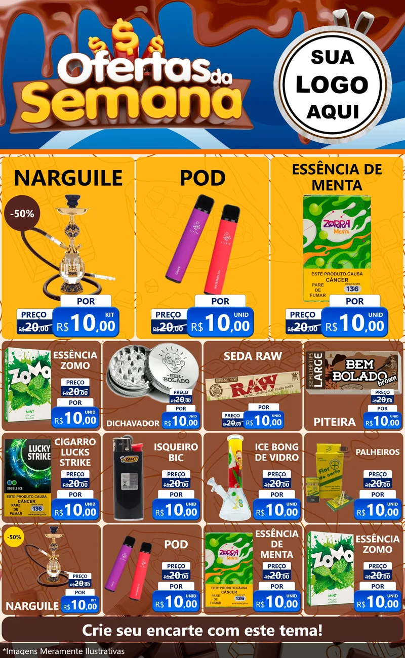 Modelo de Encarte para Encarte Grande com o tema Ofertas da Semana - Páscoa para Tabacaria