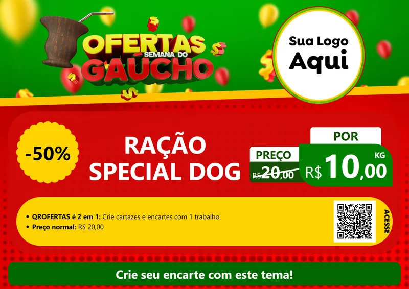 Modelo de Cartaz para Cartaz A4 Horizontal com o tema Ofertas Semana Do Gaúcho para Pet Shop