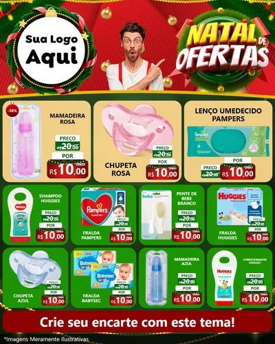 Modelo de Rede Social para Feed Instagram com o tema Natal de Ofertas para Bebês