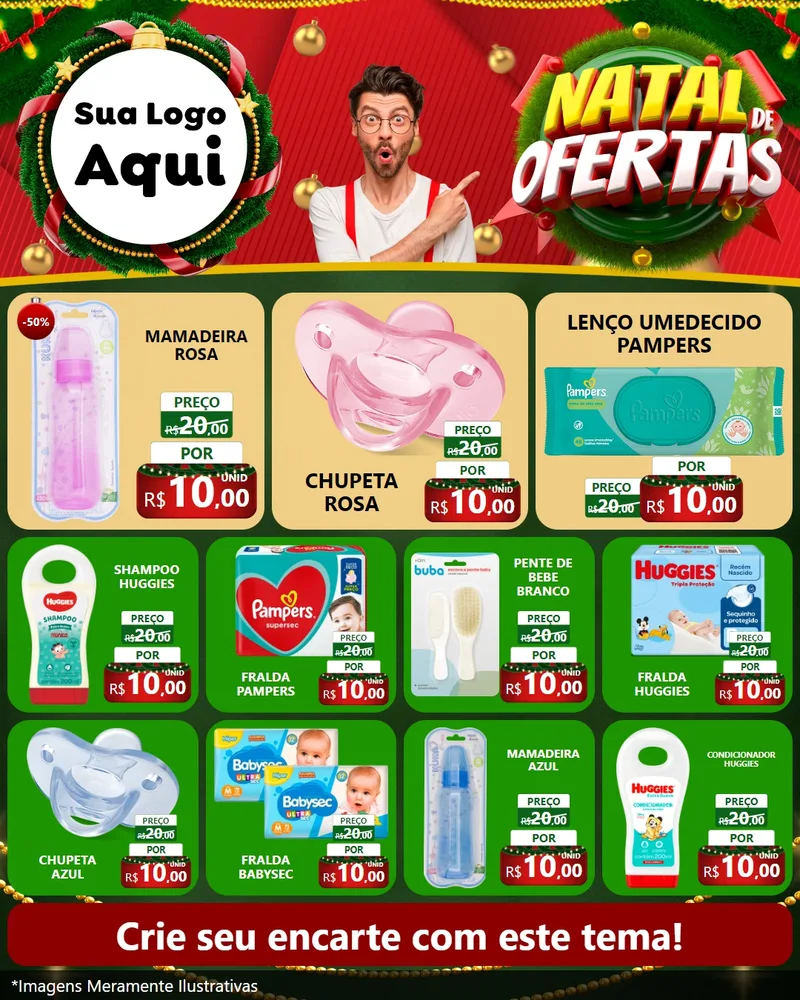 Modelo de Rede Social para Feed Instagram com o tema Natal de Ofertas para Bebês