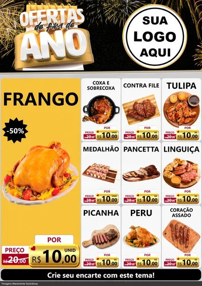 Modelo de Encarte para Encarte A4 Vertical com o tema Ofertas de Fim de Ano para Assados