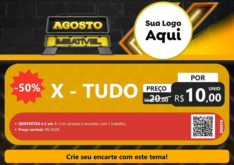 Modelo de Cartaz para Cartaz A4 Horizontal com o tema Agosto Imbatível para Hamburgueria