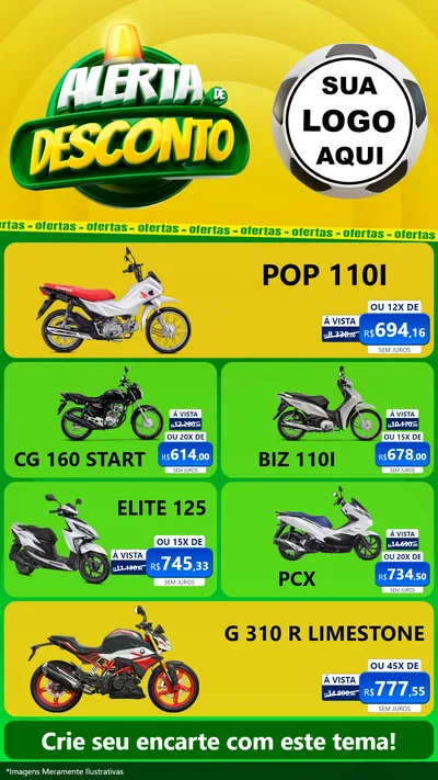 Modelo de TV para TV Vertical com o tema Alerta de Desconto para Concessionaria de Motos