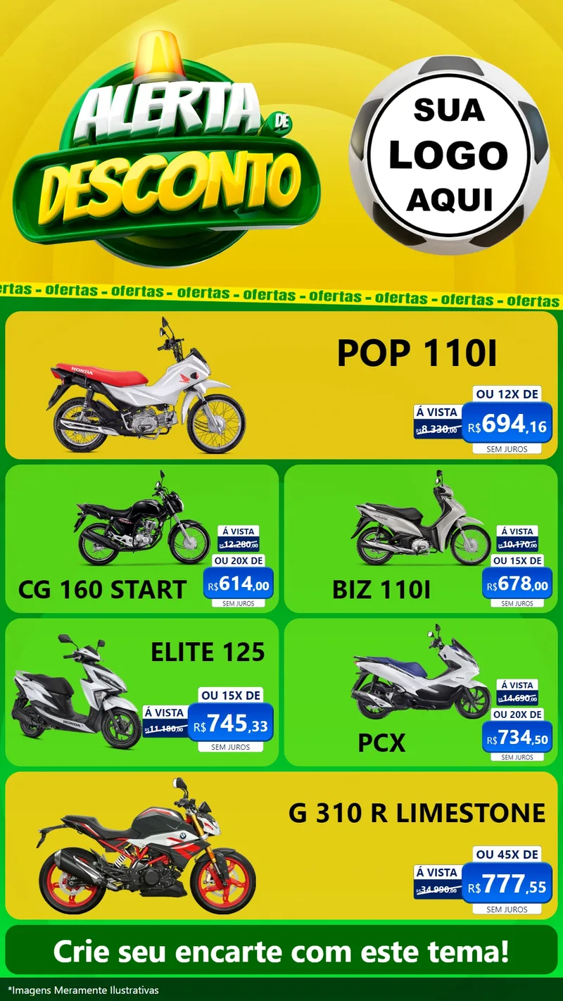 Modelo de TV para TV Vertical com o tema Alerta de Desconto para Concessionaria de Motos