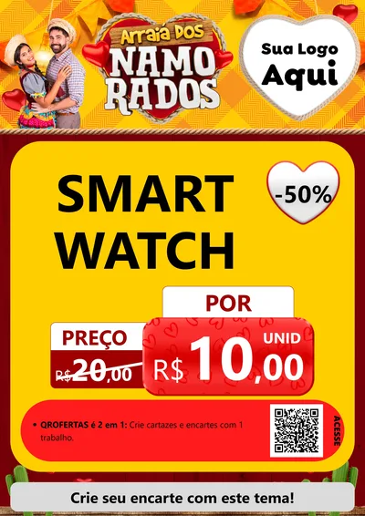 Modelo de Cartaz para Cartaz A4 Vertical com o tema Arraiá dos Namorados para Informática