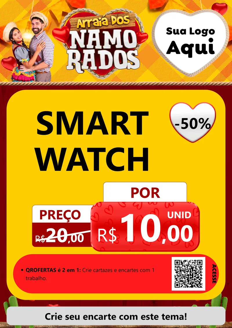 Modelo de Cartaz para Cartaz A4 Vertical com o tema Arraiá dos Namorados para Informática