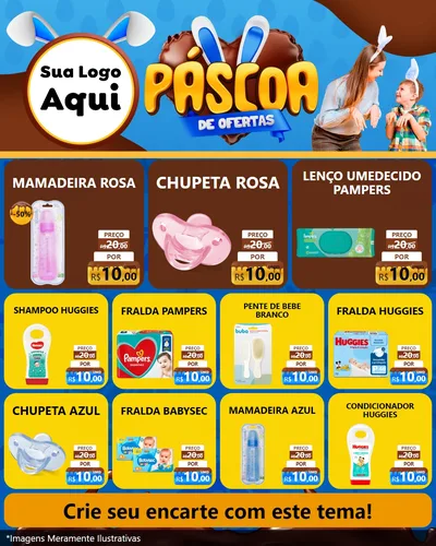 Modelo de Rede Social para Feed Instagram com o tema Páscoa de Ofertas para Bebês