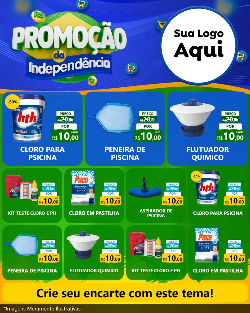 Modelo de Rede Social para Feed Instagram com o tema Promoção da Independência para Produtos para Piscina