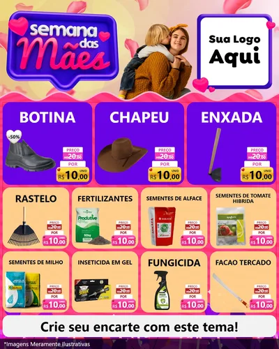 Modelo de Rede Social para Feed Instagram com o tema Semana das Mães para Agropecuária