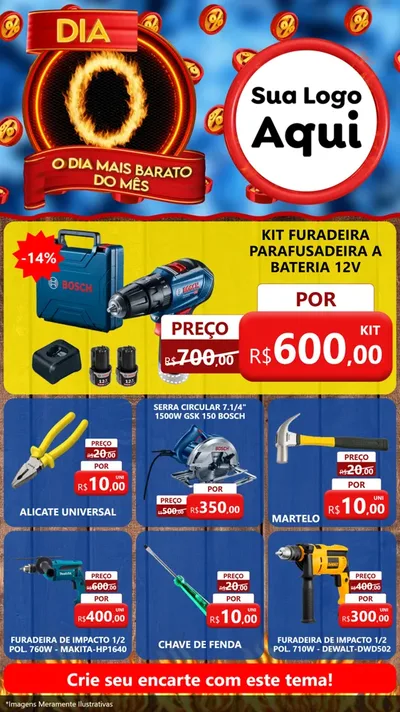 Modelo de Rede Social para Stories com o tema Dia O - O Dia Mais Barato Do Mês para Maquinas e Ferramentas