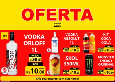 Modelo de Encarte para Encarte A4 Horizontal com o tema OFERTA - Vermelho Cartaz para Distribuidora de bebidas