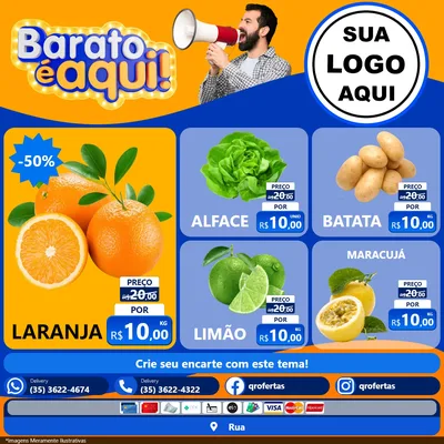 Modelo de Rede Social para Feed Facebook com o tema Barato é aqui para Hortifrúti
