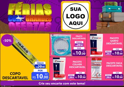 Modelo de Encarte para Encarte A4 Horizontal com o tema Férias com Grandes Ofertas para Embalagens
