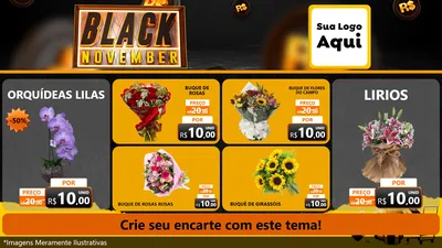 Modelo de TV para TV Horizontal com o tema Black November para Floricultura e jardim