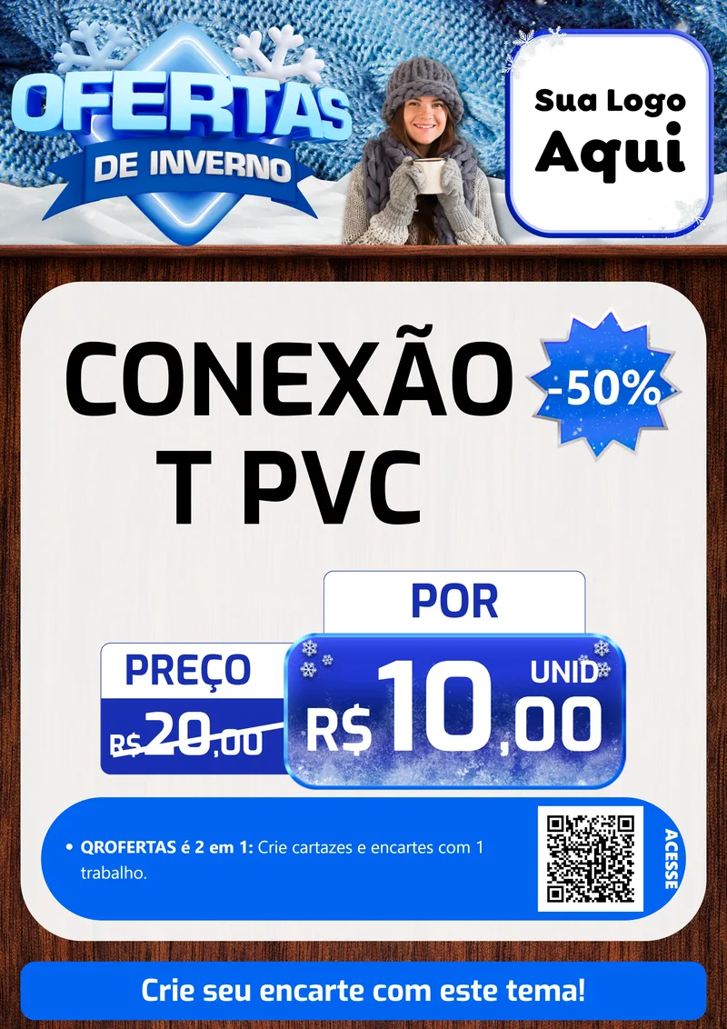 Modelo de Cartaz para Cartaz A4 Vertical com o tema Ofertas de Inverno para Tubos e conexões